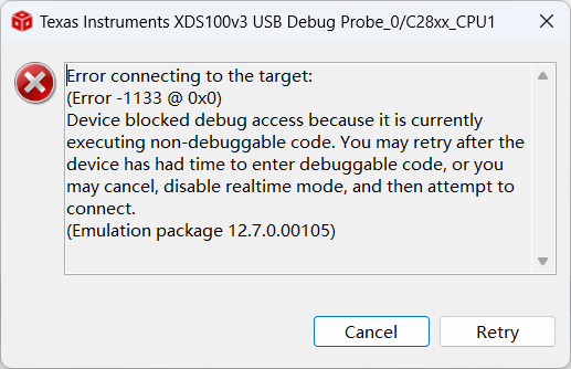 实时模式调试报错